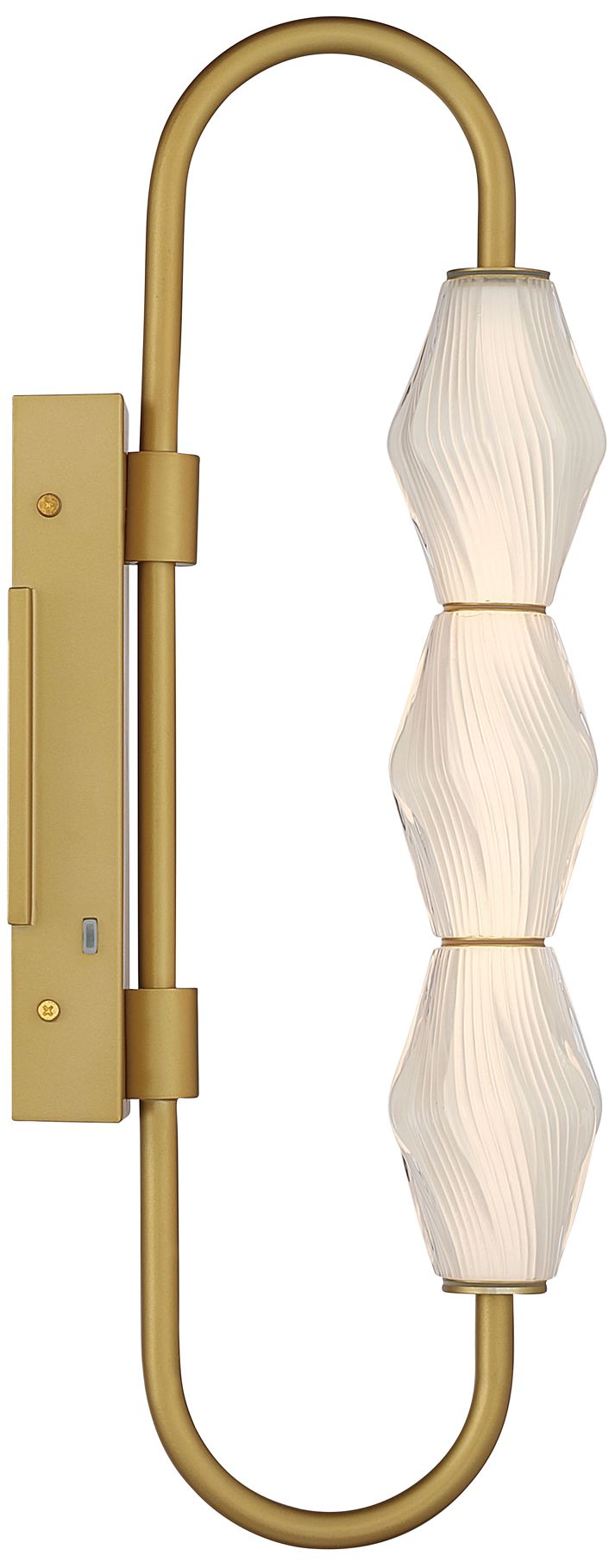 Image 3 Geode LED 21.5in Outdoor Wall in Satin Brushed Gold w Fluted Striped Glass more views