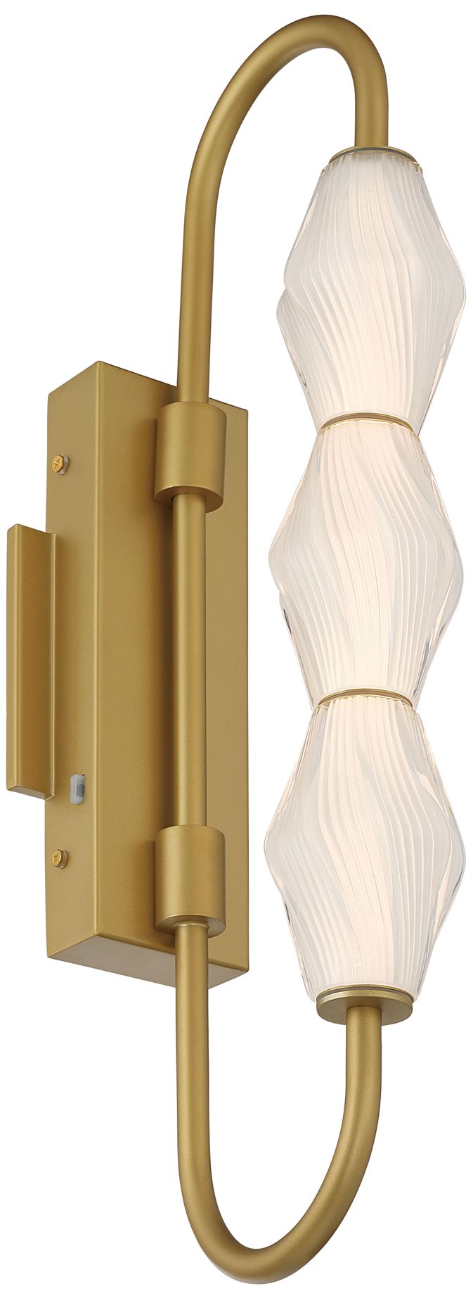 Image 5 Geode LED 21.5in Outdoor Wall in Satin Brushed Gold w Fluted Striped Glass more views