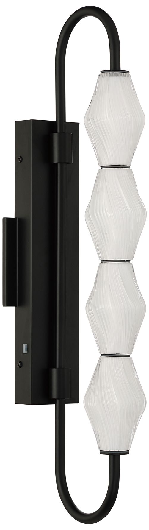 Geode LED 27in Outdoor Wall in Matte Black with Fluted Striped Glass