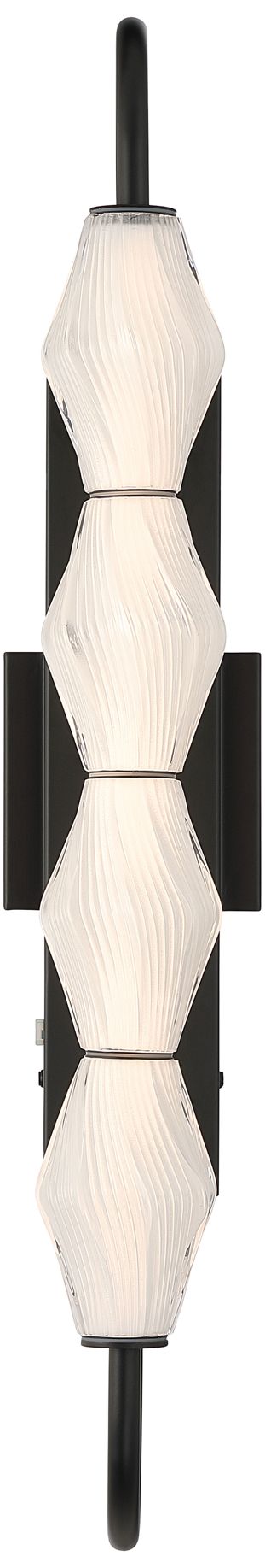 Image 2 Geode LED 27in Outdoor Wall in Matte Black with Fluted Striped Glass more views