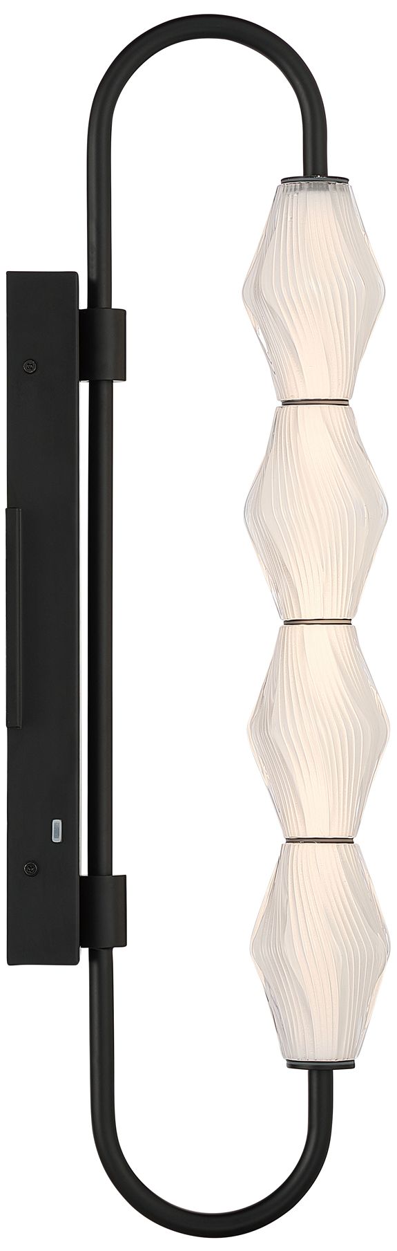 Image 3 Geode LED 27in Outdoor Wall in Matte Black with Fluted Striped Glass more views