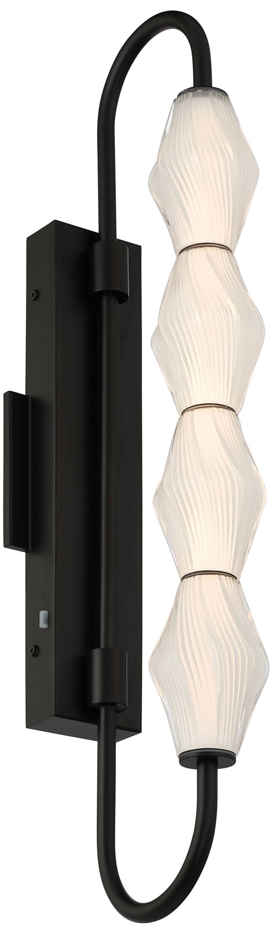 Image 7 Geode LED 27in Outdoor Wall in Matte Black with Fluted Striped Glass more views