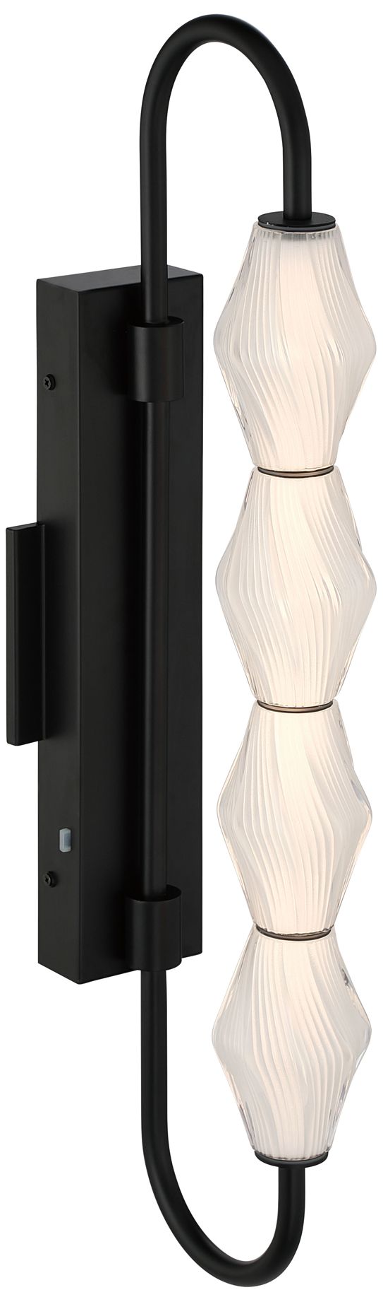 Geode LED 27in Outdoor Wall in Matte Black with Fluted Striped Glass