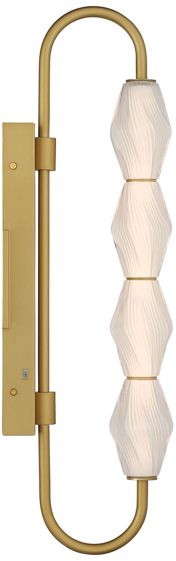 Image 3 Geode LED 27in Outdoor Wall in Satin Brushed Gold with Fluted Striped Glass more views