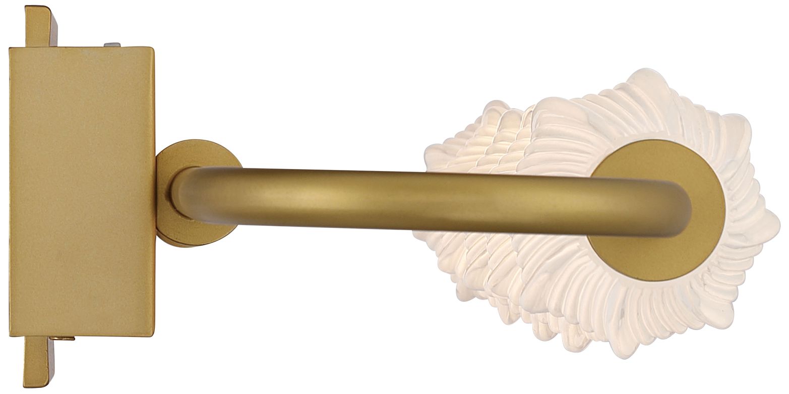 Image 4 Geode LED 27in Outdoor Wall in Satin Brushed Gold with Fluted Striped Glass more views