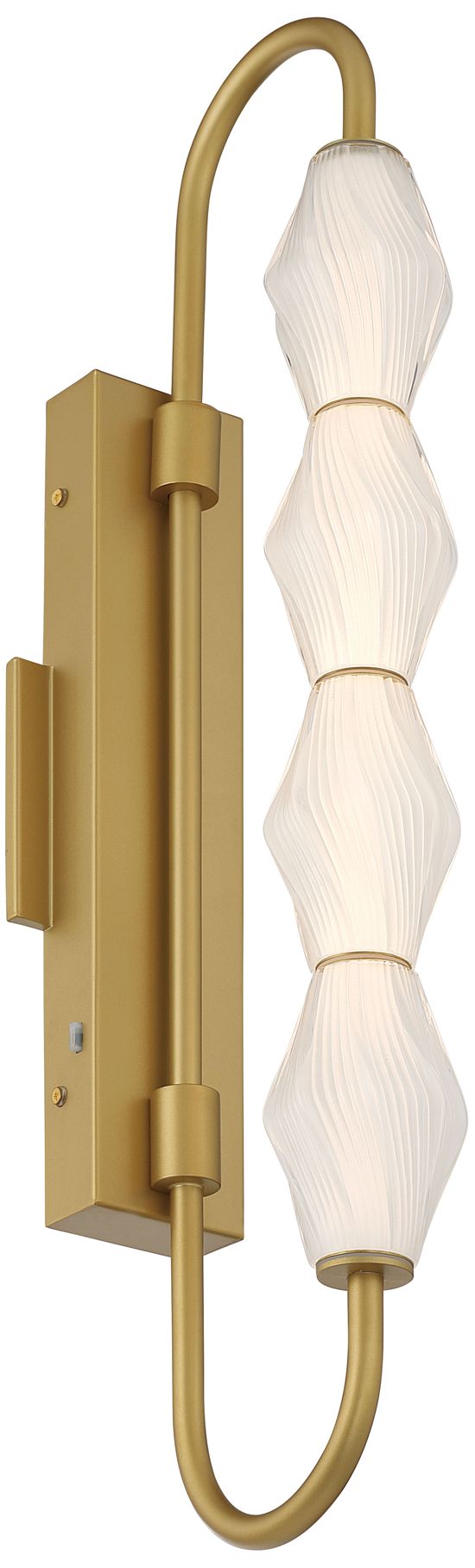 Image 7 Geode LED 27in Outdoor Wall in Satin Brushed Gold with Fluted Striped Glass more views