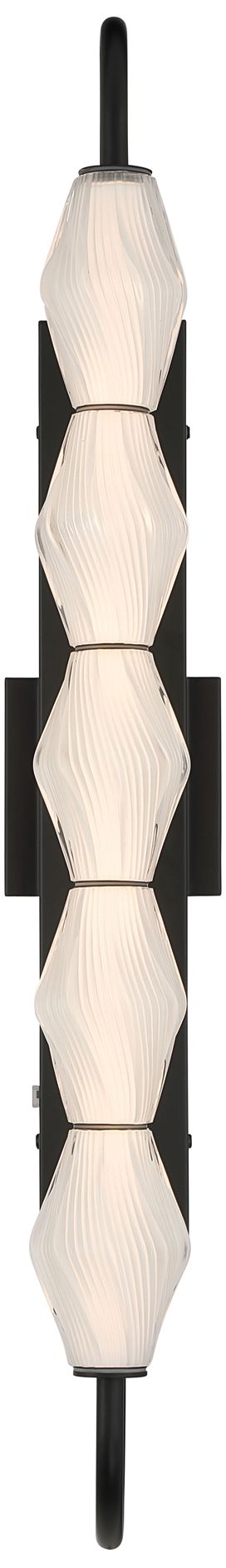 Image 2 Geode LED 32in Outdoor Wall in Matte Black w Fluted Striped Glass more views