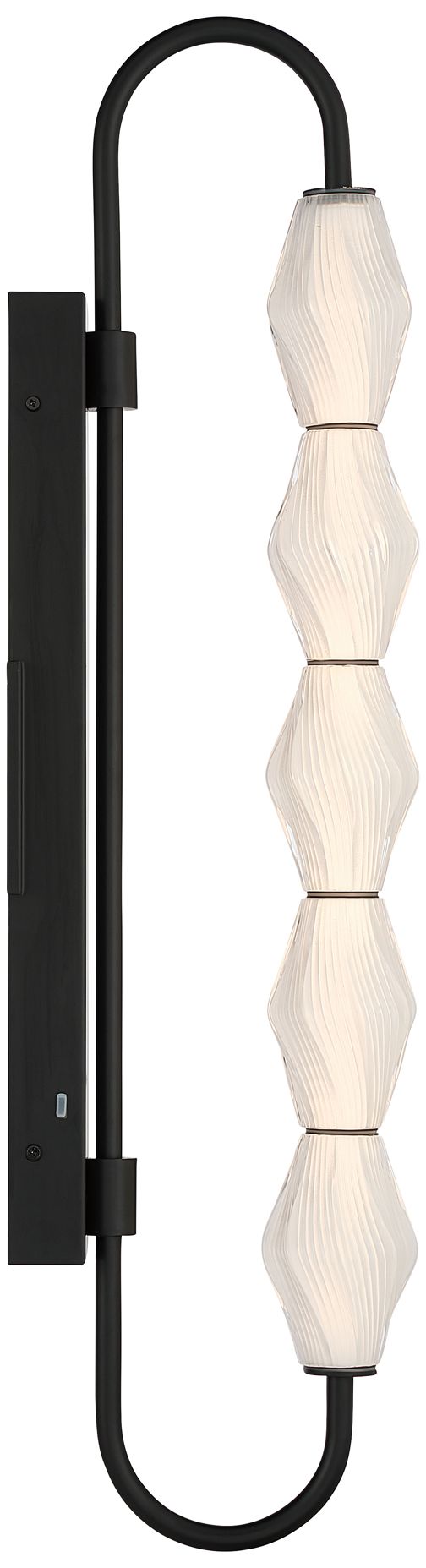 Image 3 Geode LED 32in Outdoor Wall in Matte Black w Fluted Striped Glass more views