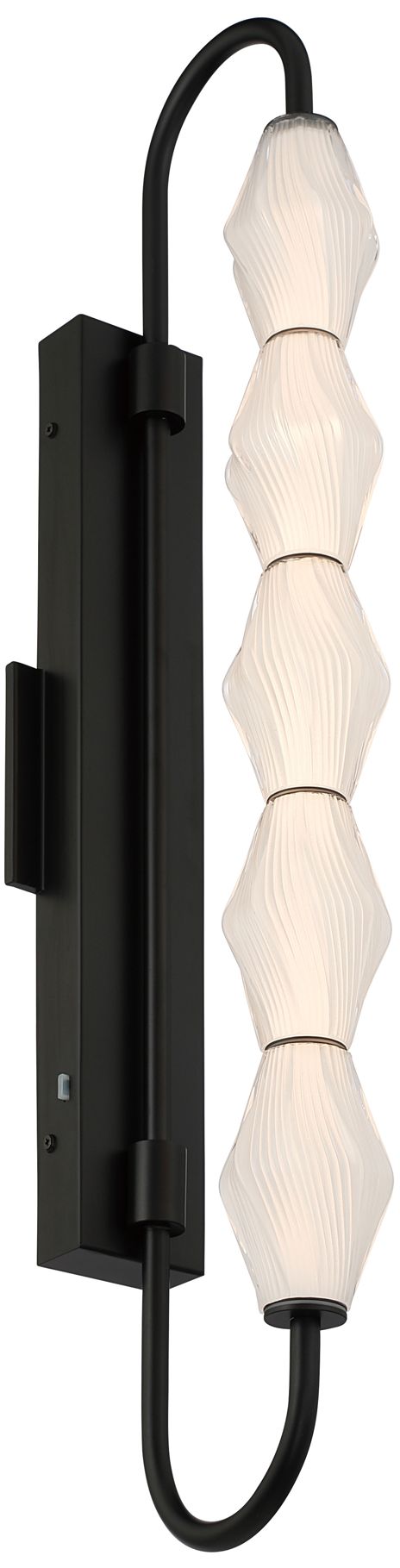 Image 7 Geode LED 32in Outdoor Wall in Matte Black w Fluted Striped Glass more views