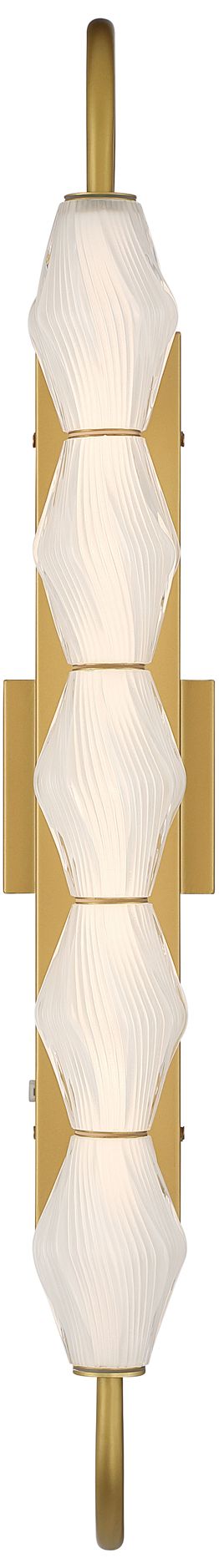 Image 2 Geode LED 32in Outdoor Wall in Satin Brushed Gold w Fluted Striped Glass more views