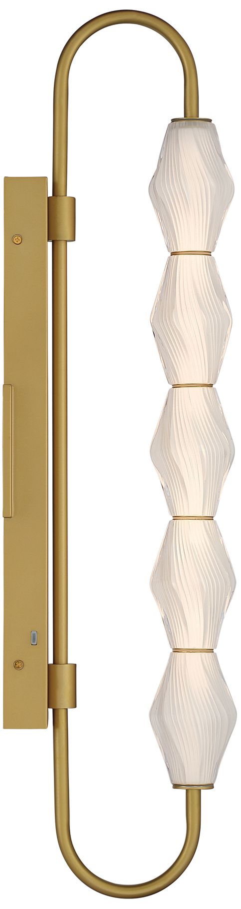 Image 3 Geode LED 32in Outdoor Wall in Satin Brushed Gold w Fluted Striped Glass more views