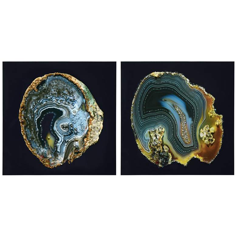 Image 1 Geode Splendor I & II Crystallus Epoxy Coated Wrapped Canvas Wall Art