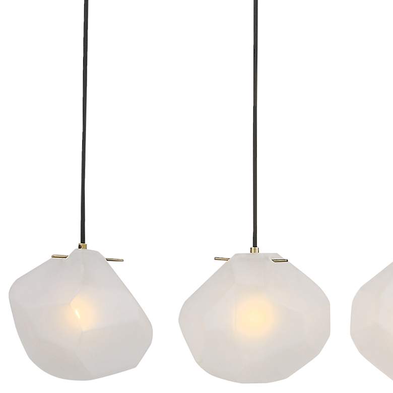 Image 2 Geodesic 47" Wide Brass Frosted Glass 5-Light Linear Pendant more views