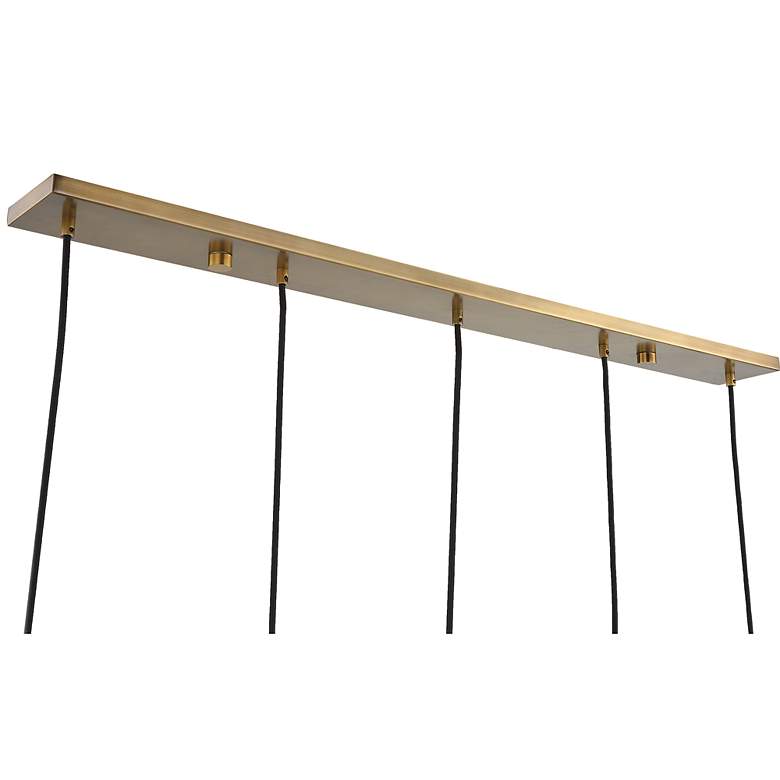 Image 2 Geodesic 47" Wide Brass Frosted Glass 5-Light Linear Pendant more views
