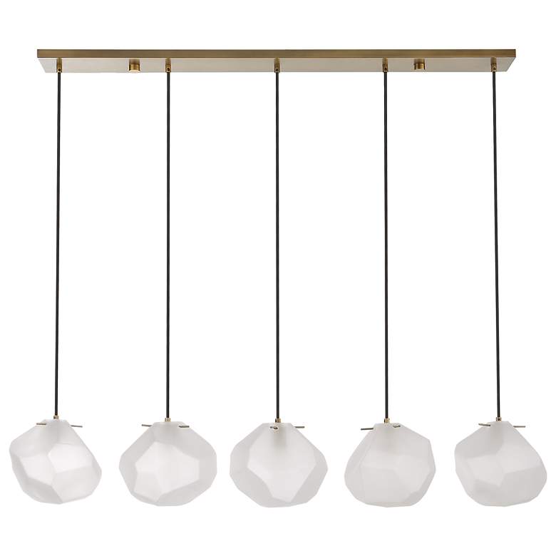 Image 5 Geodesic 47" Wide Brass Frosted Glass 5-Light Linear Pendant more views