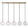 Geodesic 47" Wide Brass Frosted Glass 5-Light Linear Pendant