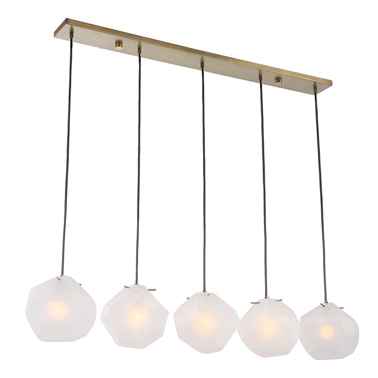 Image 6 Geodesic 47" Wide Brass Frosted Glass 5-Light Linear Pendant more views