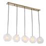 Geodesic 47" Wide Brass Frosted Glass 5-Light Linear Pendant