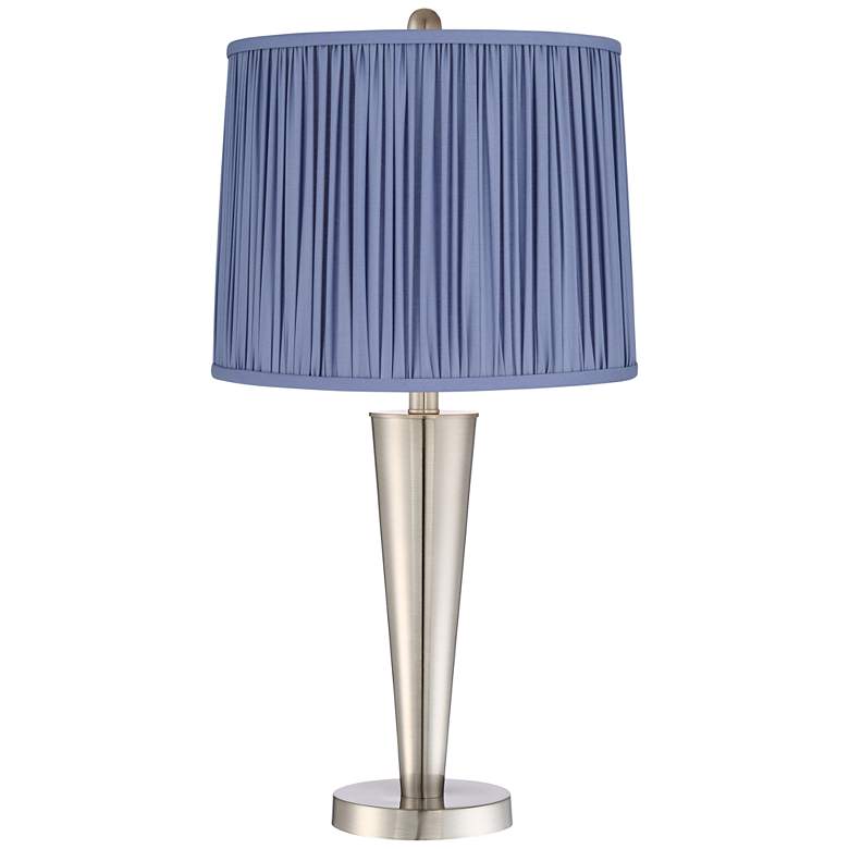 Geoff Brushed Nickel USB Table Lamp Set of 2 with Blue Shade more views