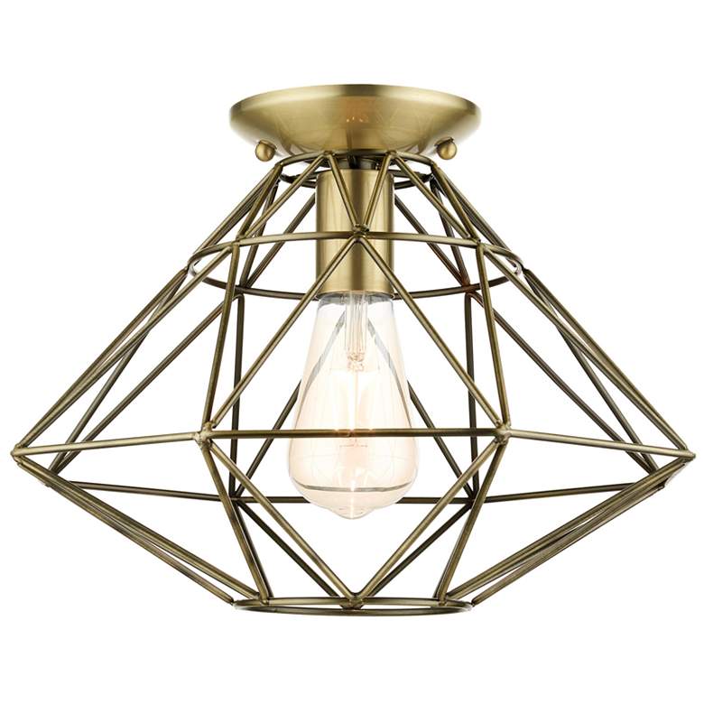 Image 1 Geometric 1 Light Antique Brass Flush Mount