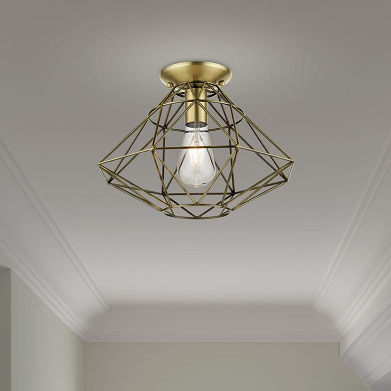 Image 1 Geometric 1 Light Antique Brass Flush Mount
