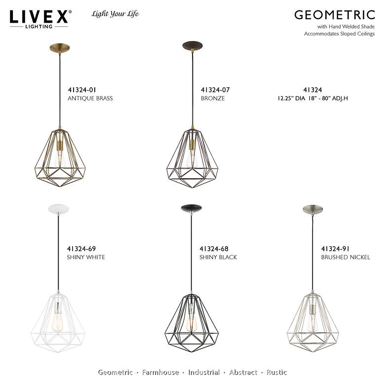 Image 4 Geometric 1 Light Antique Brass Flush Mount more views