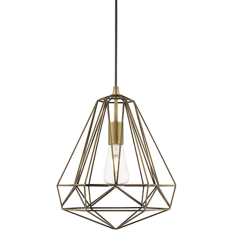 Image 3 Geometric 1 Light Antique Brass Mini Pendant