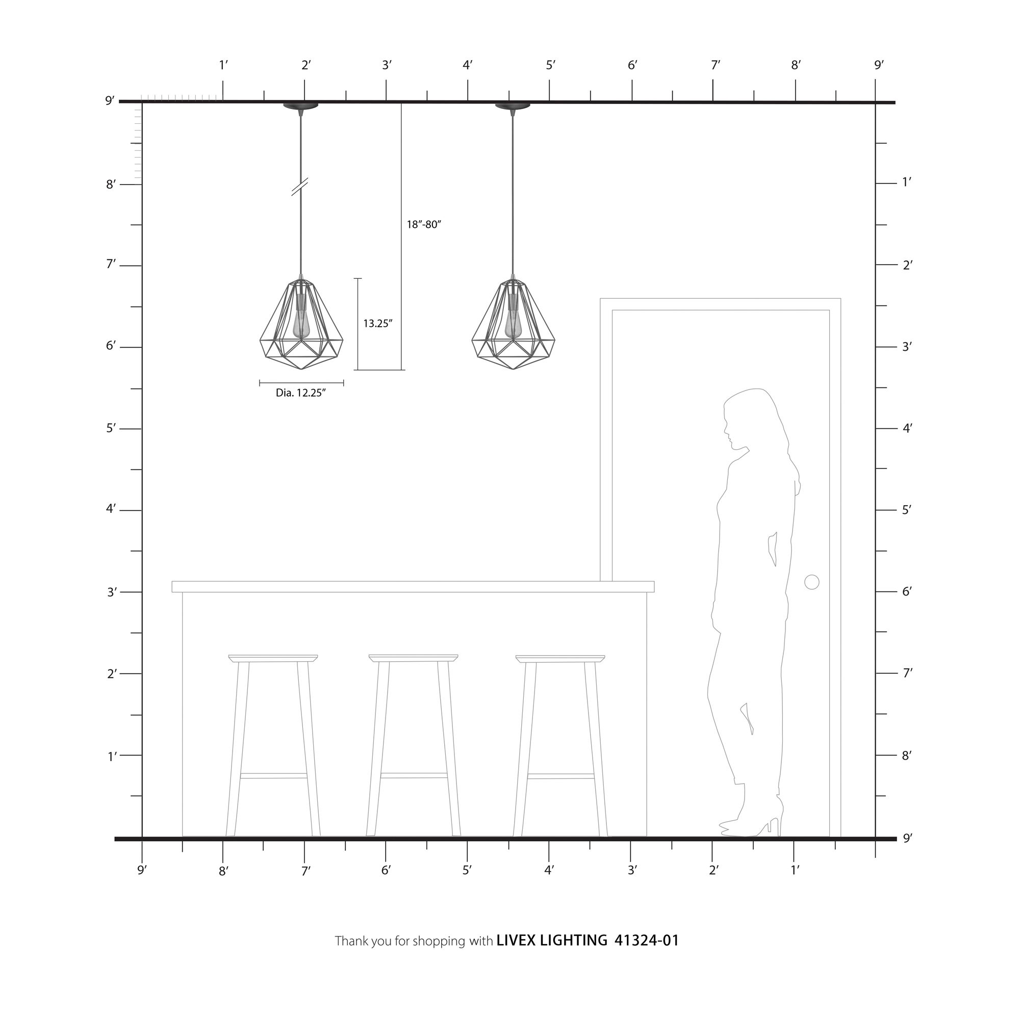 Geometric 1 Light Antique Brass Mini Pendant in scene