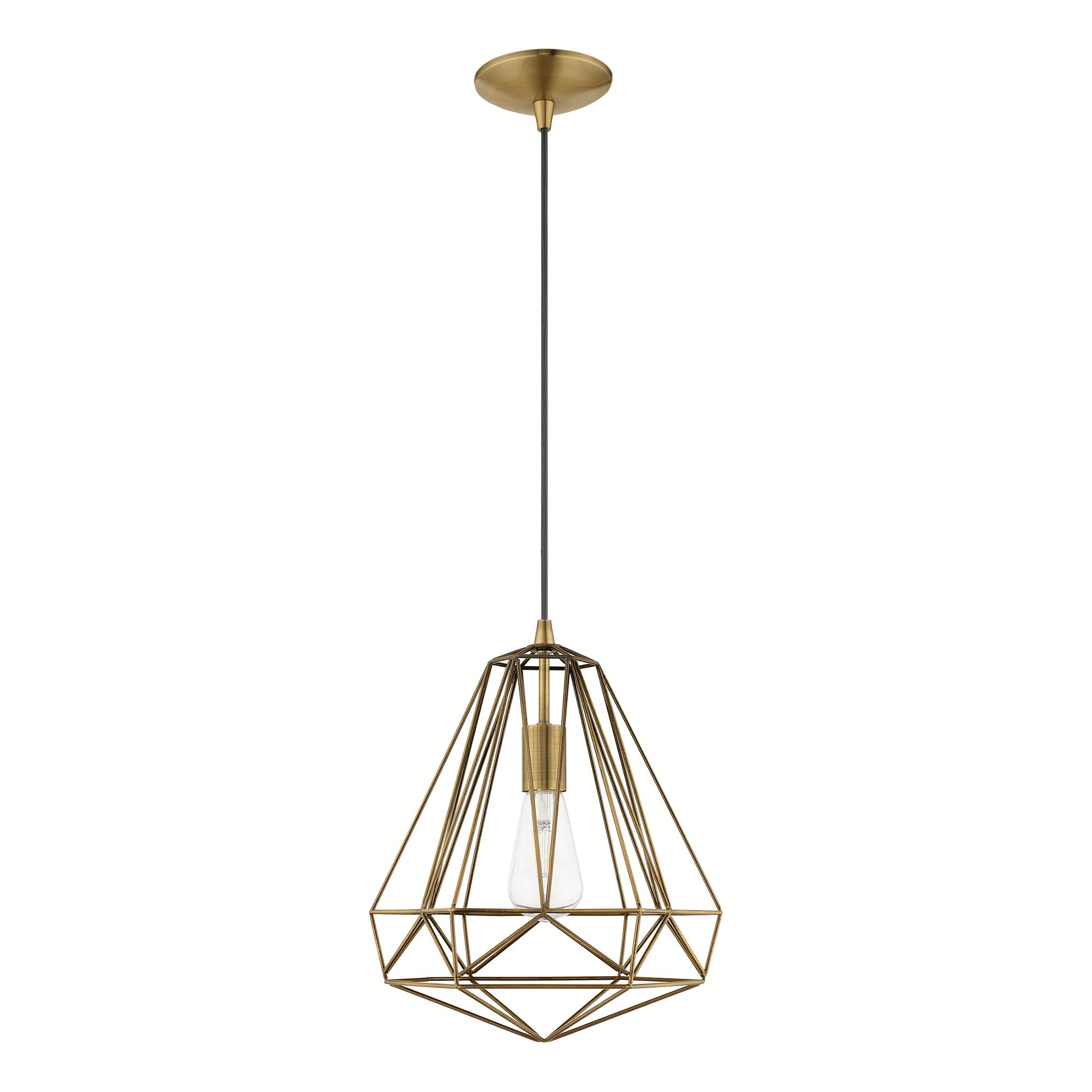 Geometric 1 Light Antique Brass Mini Pendant in scene