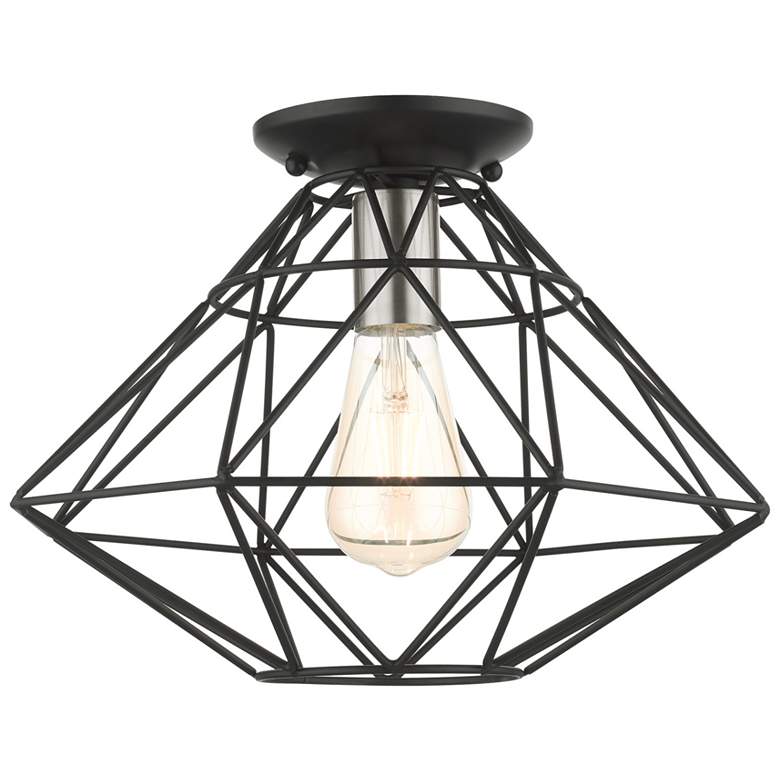 Image 1 Geometric 1 Light Black Flush Mount