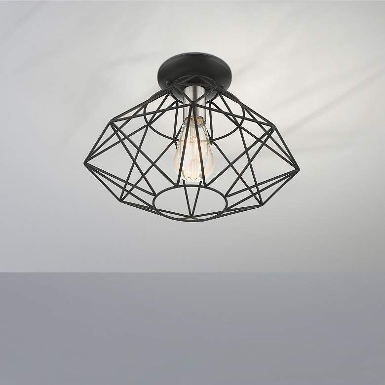 Image 1 Geometric 1 Light Black Flush Mount