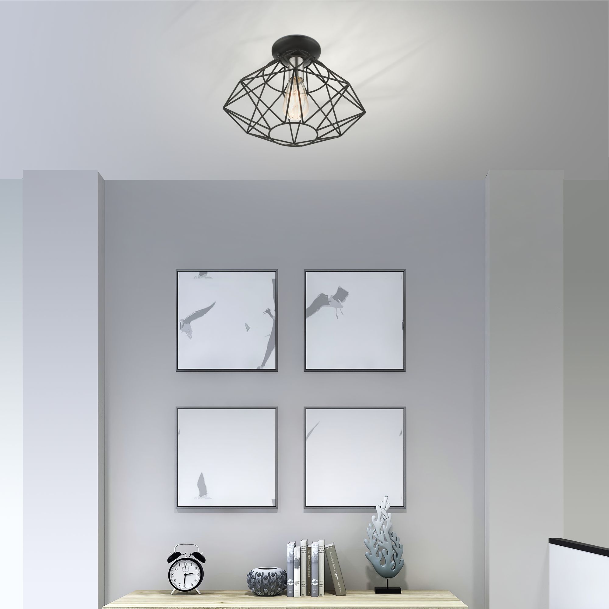 Geometric 1 Light Black Flush Mount