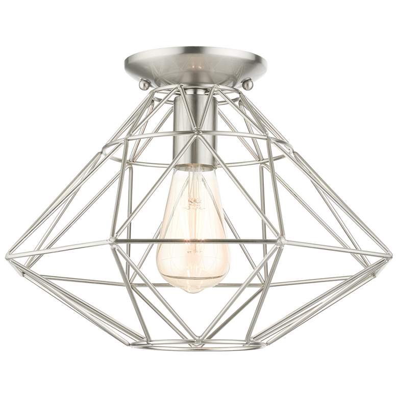Image 1 Geometric 1 Light Brushed Nickel Flush Mount
