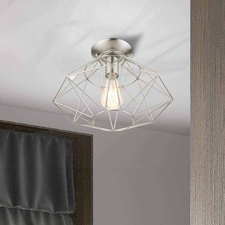 Image 1 Geometric 1 Light Brushed Nickel Flush Mount