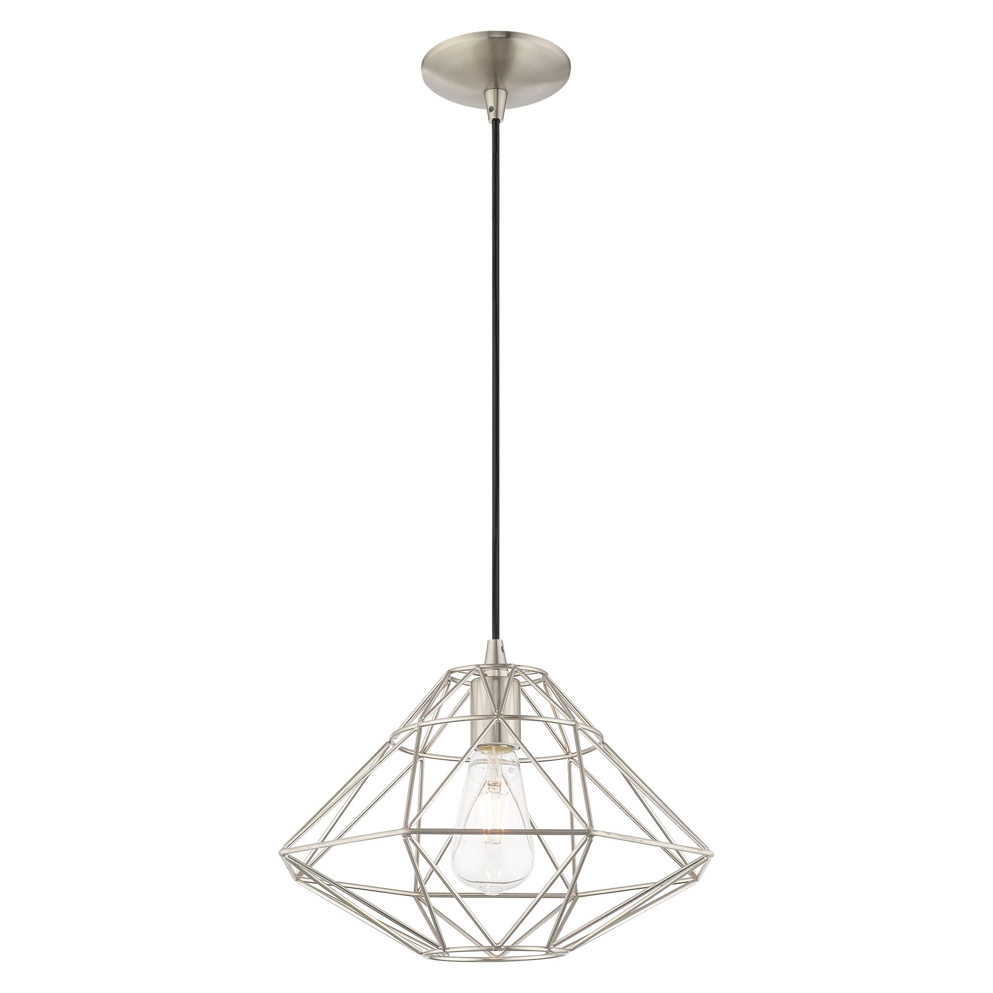 Geometric 1 Light Brushed Nickel Mini Pendant