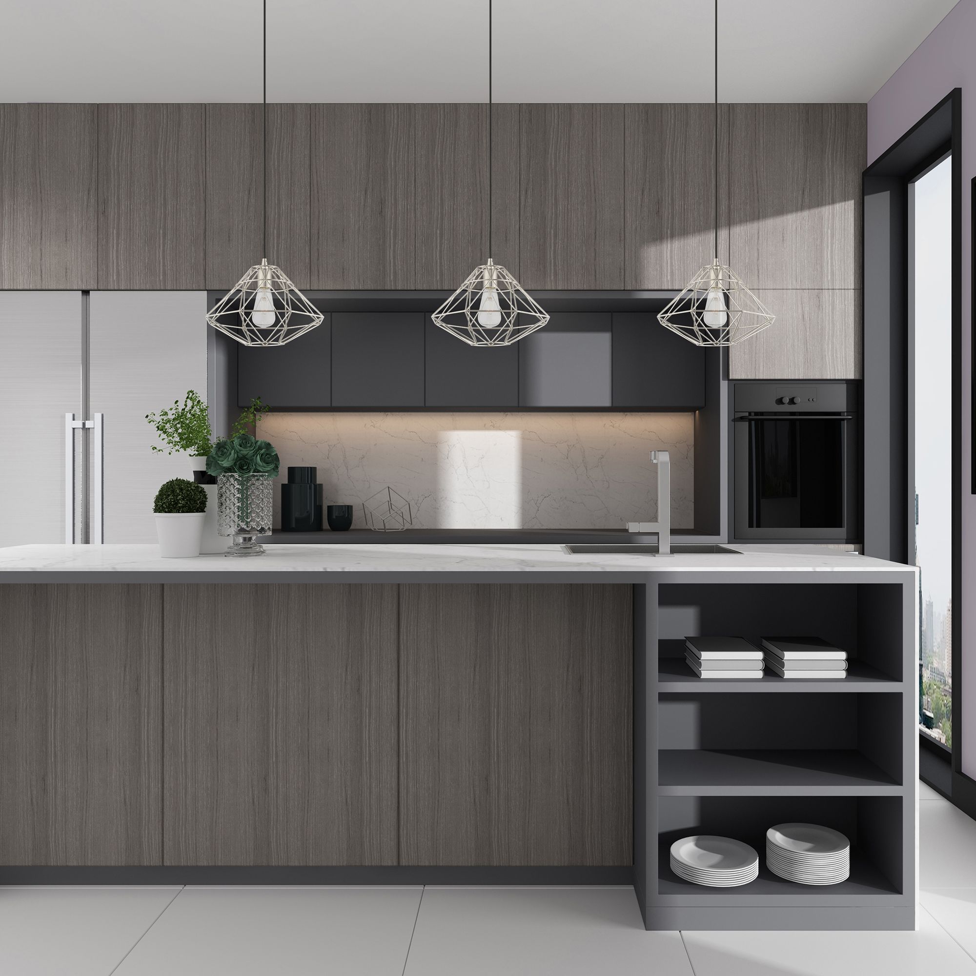 Geometric 1 Light Brushed Nickel Mini Pendant