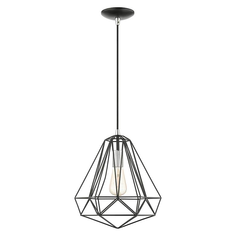 Image 7 Geometric 1 Light Shiny Black Pendant more views