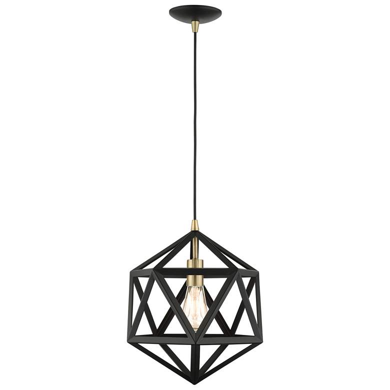 Image 1 Geometric 1 Light Textured Black Pendant