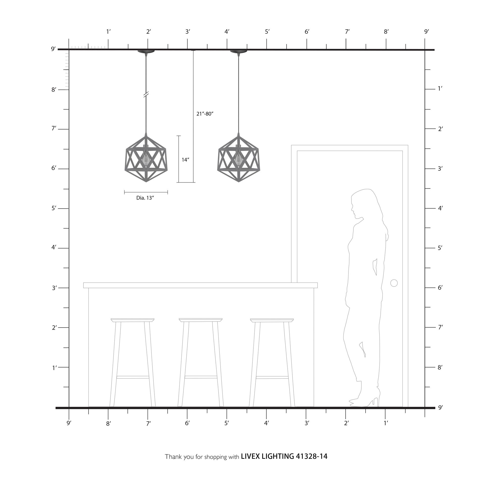 Geometric 1 Light Textured Black Pendant