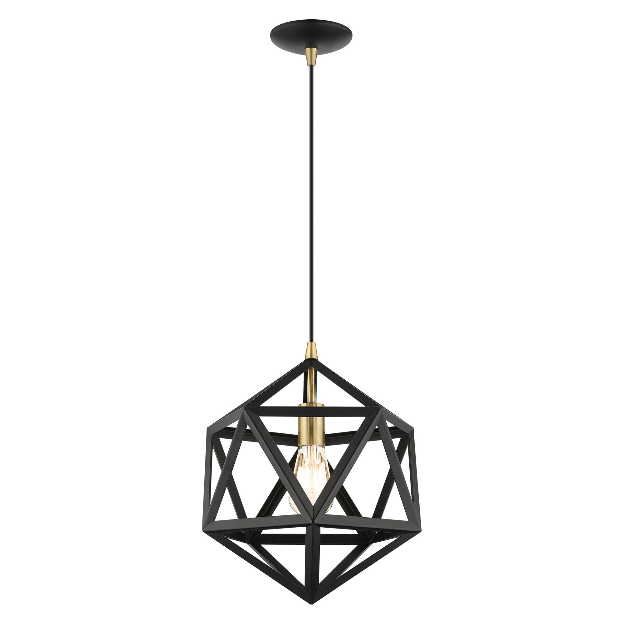 Geometric 1 Light Textured Black Pendant