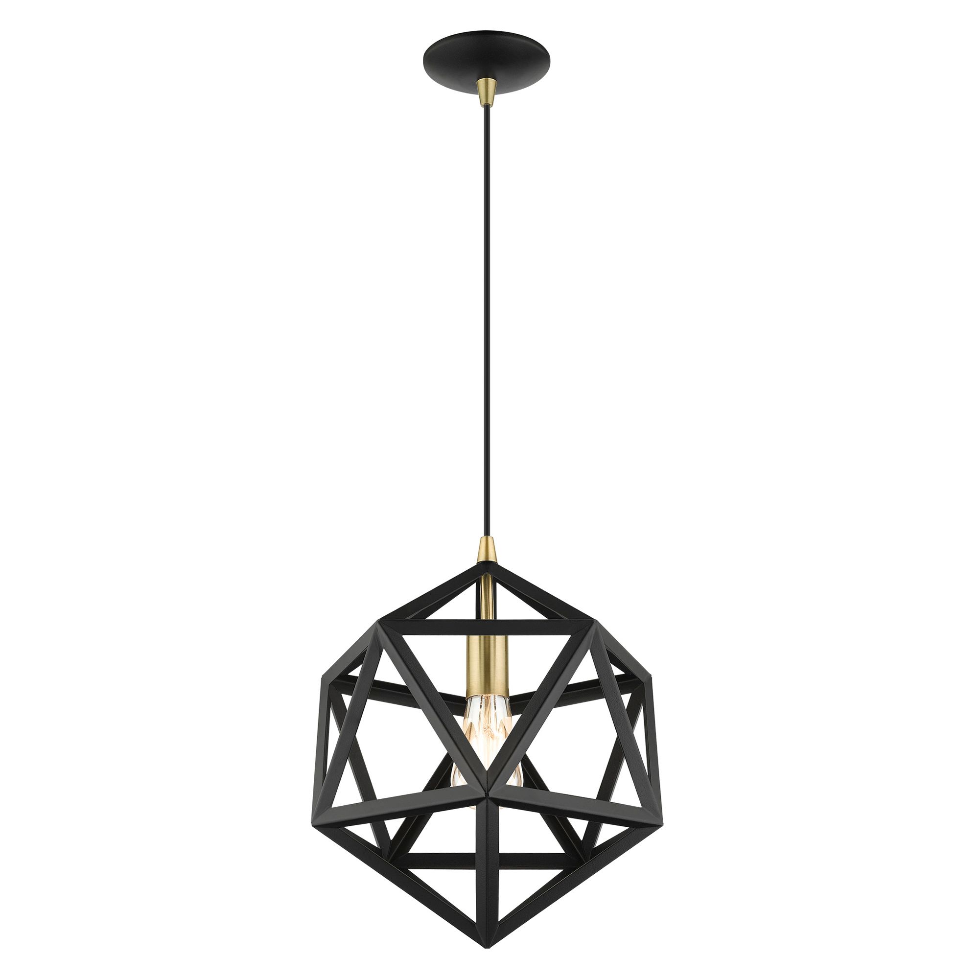 Geometric 1 Light Textured Black Pendant