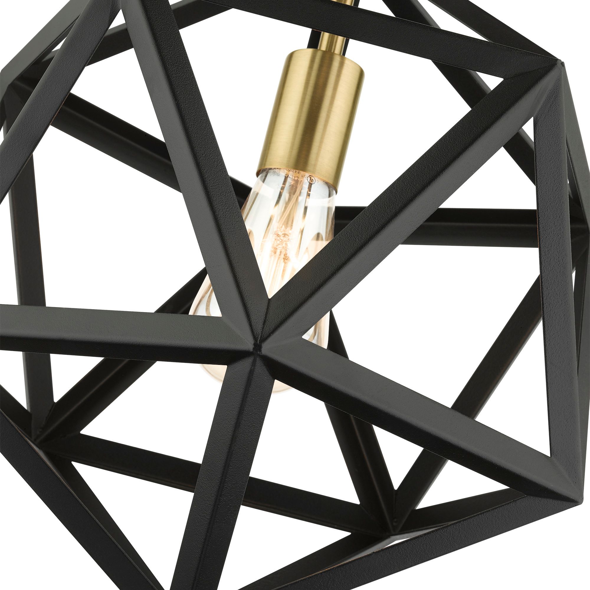 Geometric 1 Light Textured Black Pendant