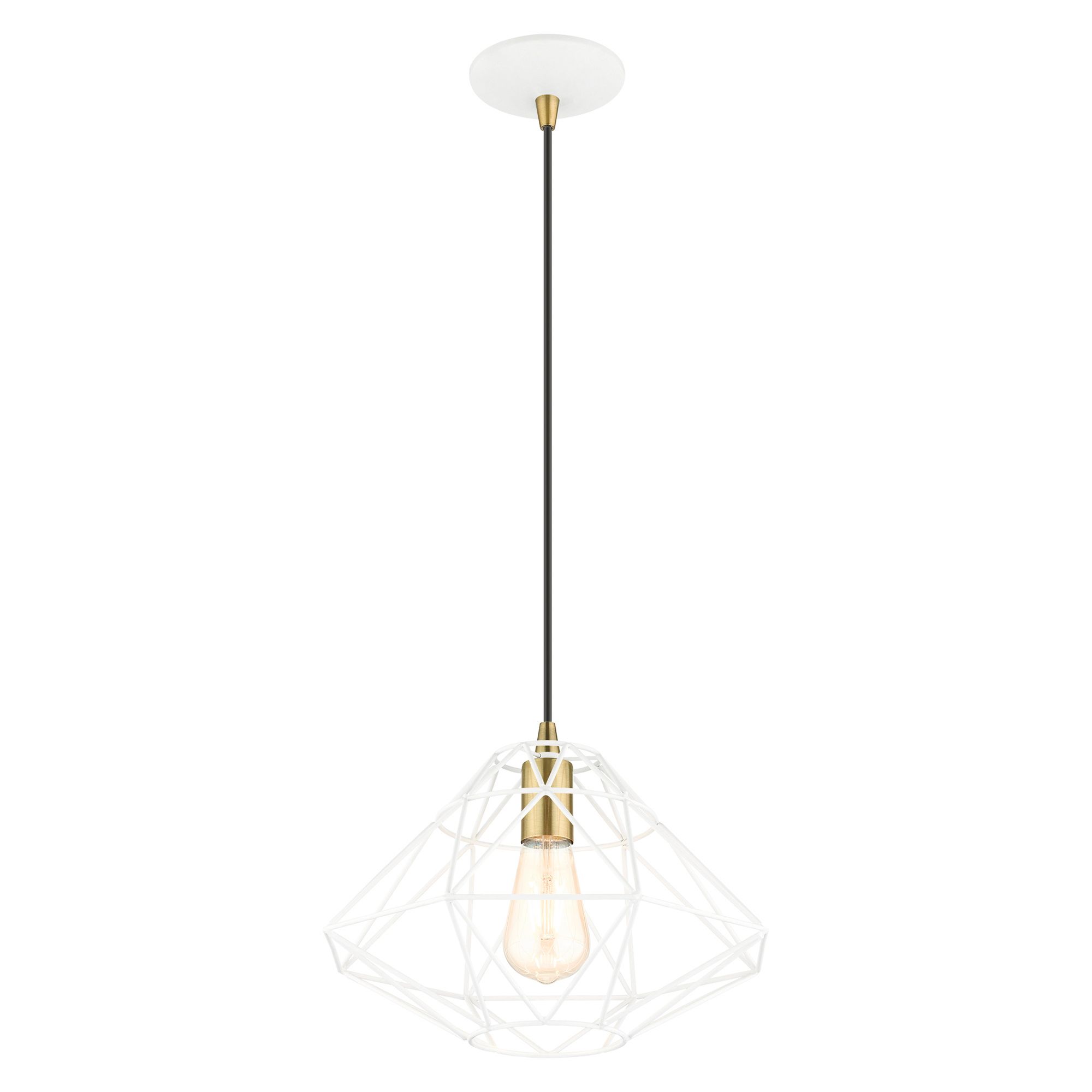 Geometric 1 Light White Pendant