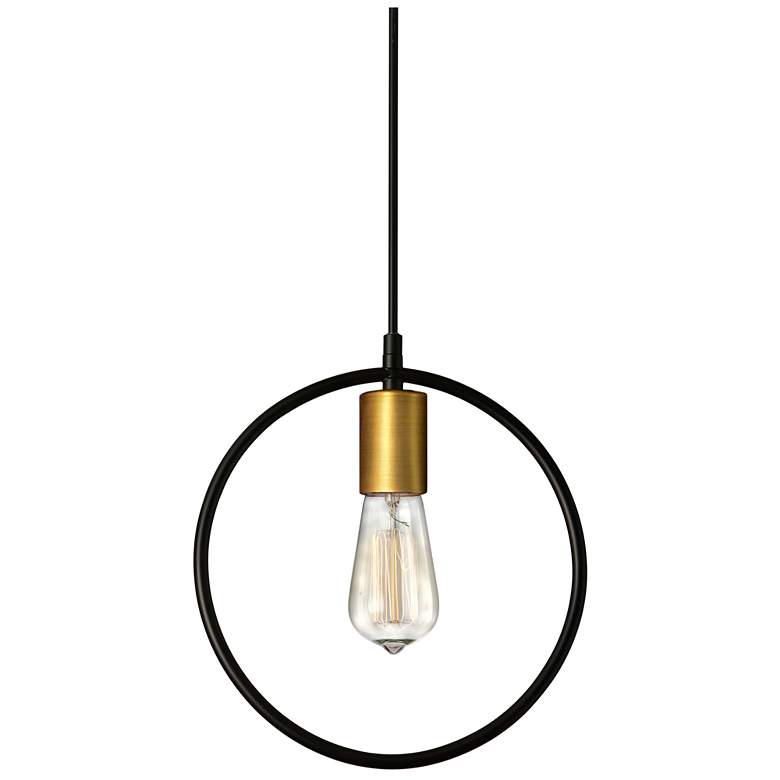 Image 1 Geometric 12" Wide Matte Black and Bronze Mini Pendant