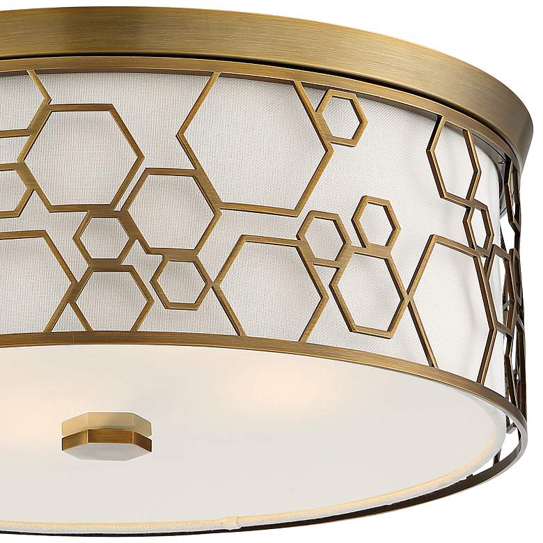 Geometric 17&quot; Wide Polished Satin Brass LED Flushmount Ceiling Light more views