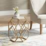 Geometric 20 1/2" Wide Gold Marble Hexagon Accent Table in scene