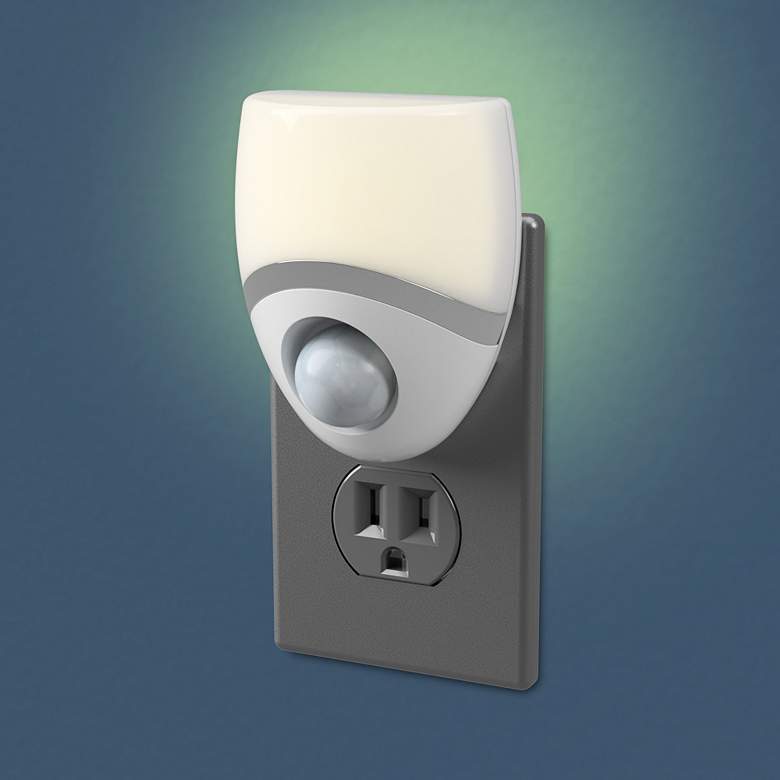 Image 2 Geometric 3 1/4" Wide White Motion LED Night Light more views
