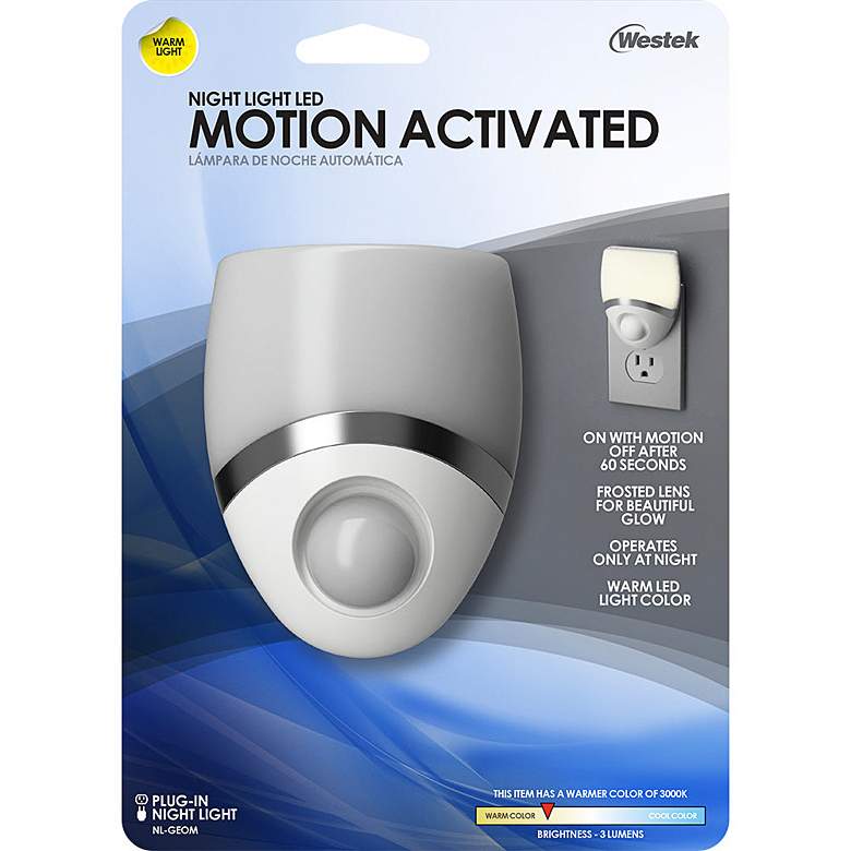Image 4 Geometric 3 1/4" Wide White Motion LED Night Light more views