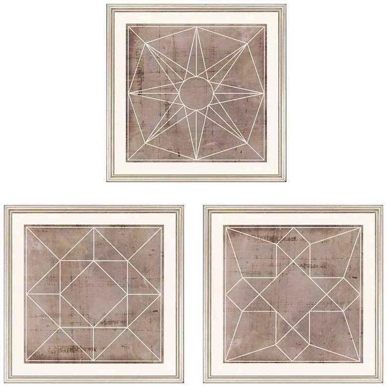 Image 1 Geometric 3-Piece 18 inch Square Wall Art Print Set