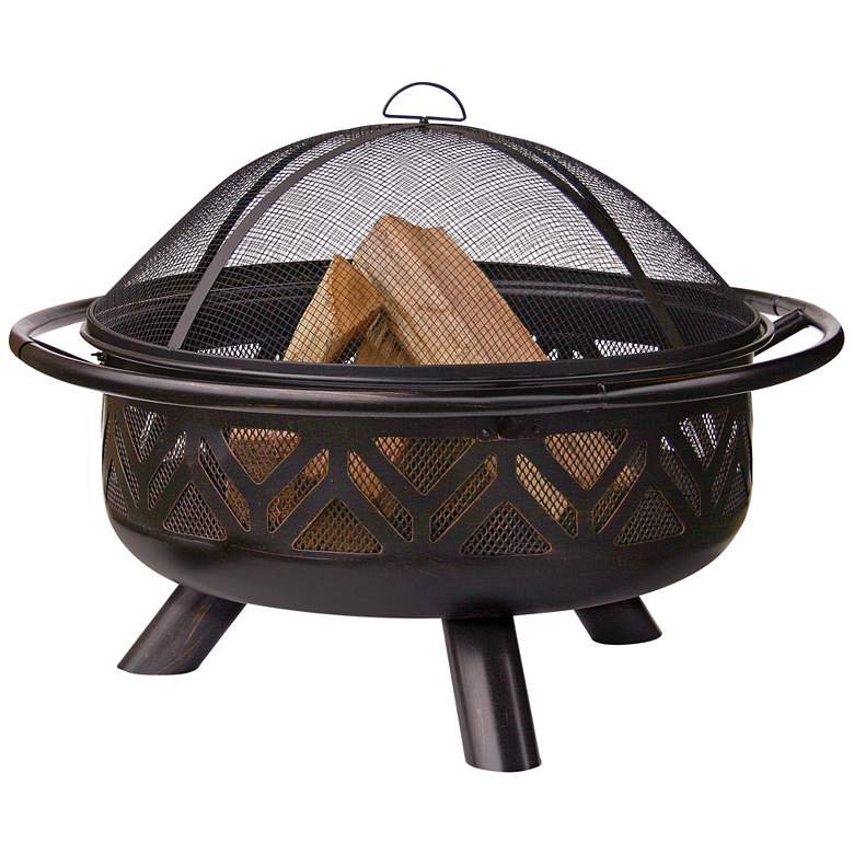Image 1 Geometric 36" Wide Wood Burning Outdoor Fire Pit